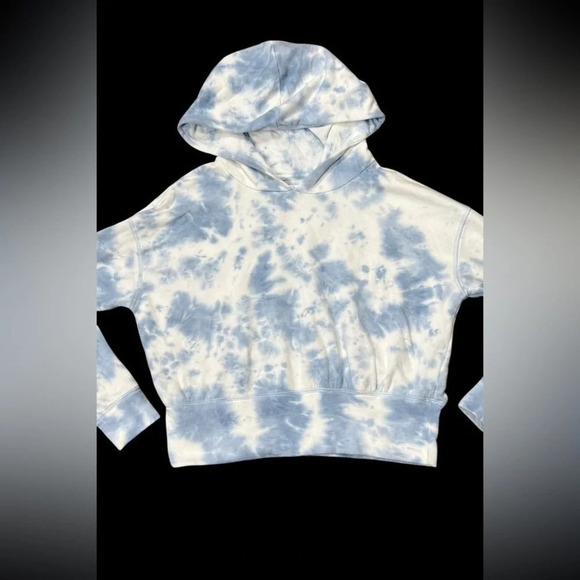 Offline by Aerie Women’s Fleece Cloud Tie Dye Crop Hoodie in Blue/White Size S - Picture 4 of 13